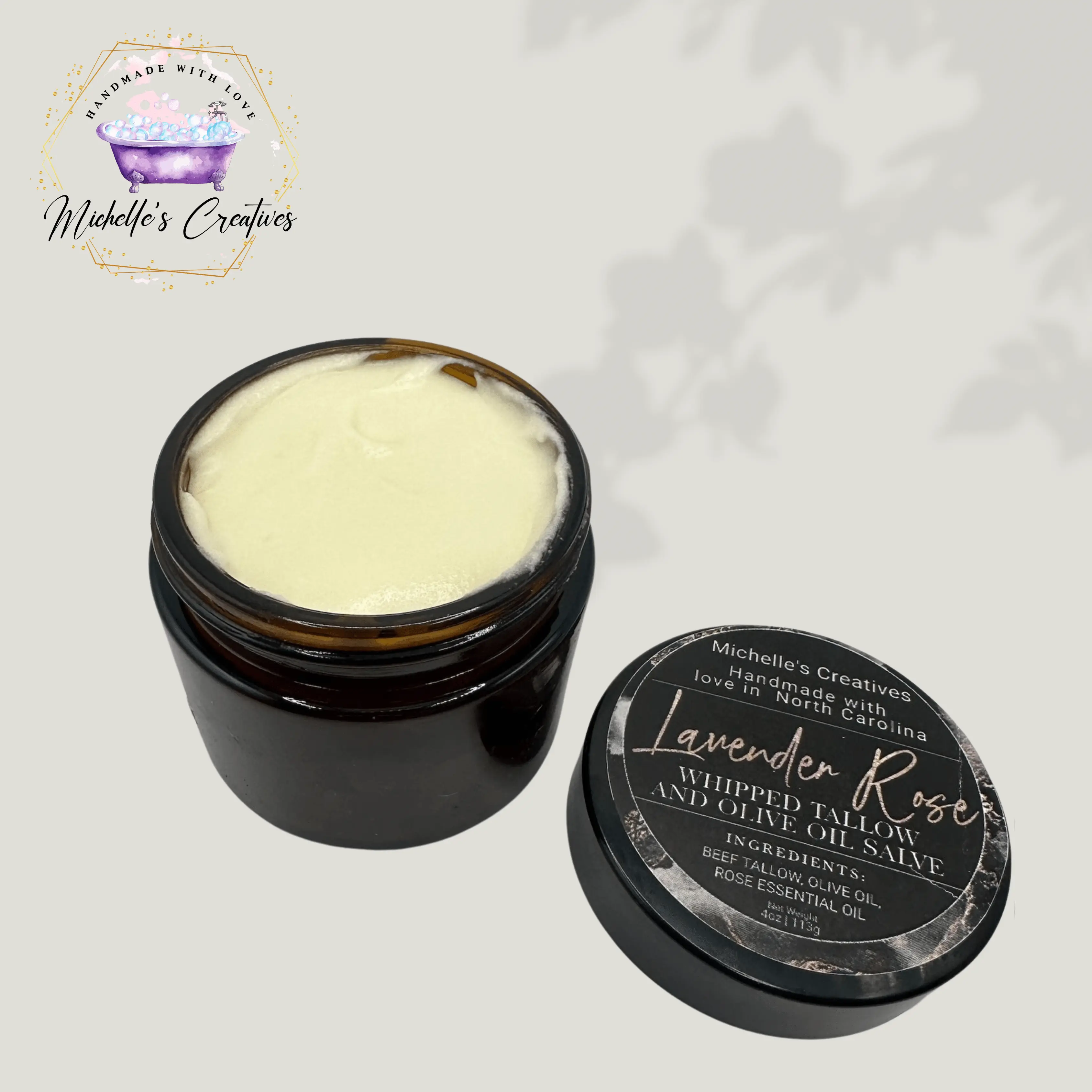 Lavender Rose Whipped Salve - Handmade Nourishing, Calming and Moisture Body Care Lotions Comfort Hydrating Moisturizer Moisturizing Moisturize Scented