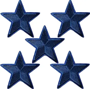 5pcs / Stars Patches, Embroidered Iron on/Sew on Stars Patches, DIY Applique for Jackets Hats Backpacks Jeans, Blue