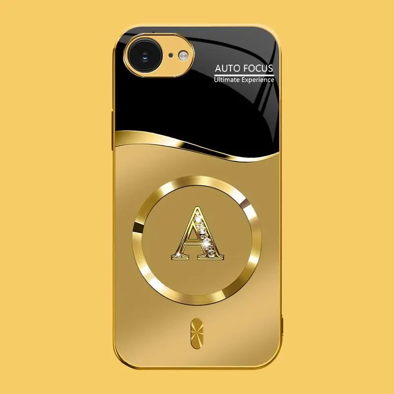 Suitable for [iPhone 16e] high-end MagSafe phone case，Choose from any of the 26 letters， The pattern features a printed effect and is not 3D-dimensional YM99