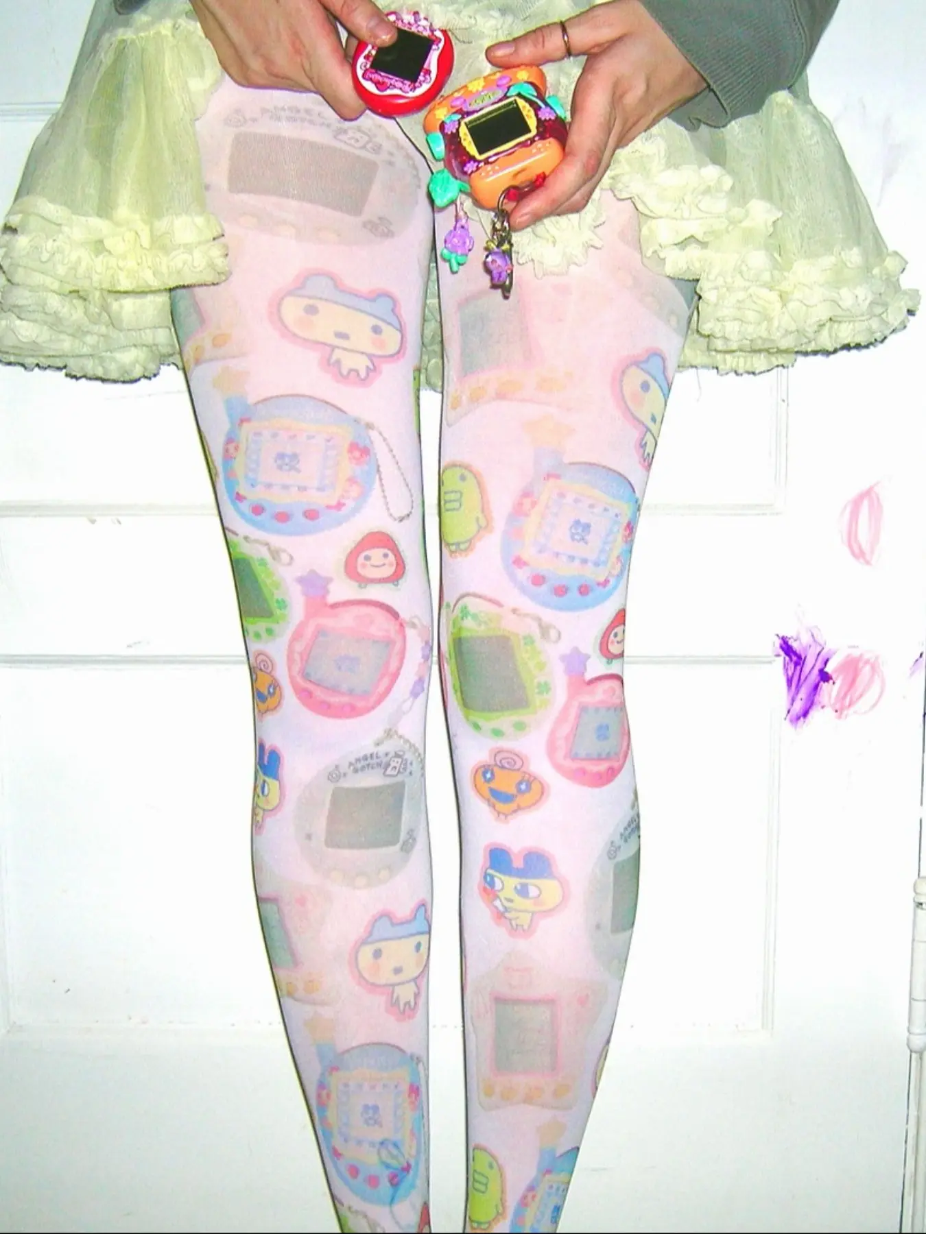 Y2K Aesthetic Women's Cute Cartoon Pattern Fitted Long Socks, Kawaii Print Stockings for Emo Girls, Harajuku Style Casual Fashion Wear Womenswear