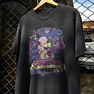 Vintage Courage The Cowardly Dog Cartoon Print Short Sleeve T-Shirt Retro Unisex Graphic Tee 90s Nostalgia Summer Streetwear Top,Unisex Gifts, Gift For Him, Gift For Her, BirthdayGift