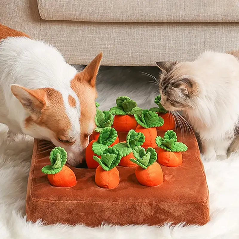 Carrots Enrichment Dog Puzzle Toys, Hide and Seek Carrot Farm Dog Toys, Fun Carrot Patch Dog Snuffle Toy with Non-Slip Bottom