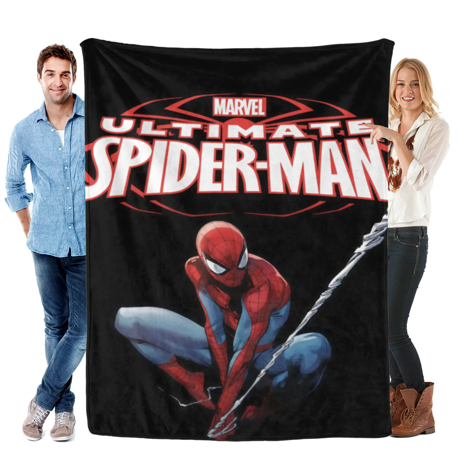 Marvel Spider Man Classic Action Flannel Blanket, Oversized Cozy Fleece Throw, Durable And Machine Washable, Top Summer Merch For Movie Lovers And Collectors