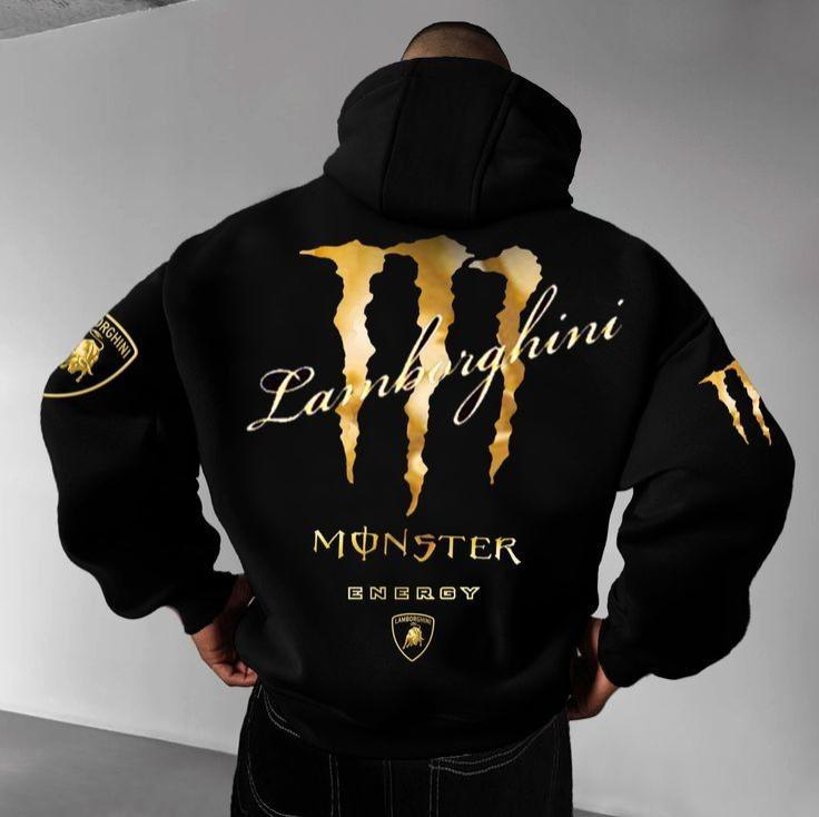 Black and Gray Multicolor Monster Energy Claw Streetwear Hoodie, Graphic Racing Crossover Pullover, Motocross Hip Hop, Unisex Casual, Fullsize S-5XL 50/50 Cotton/Polyester Blend, Drift & Motorsport Lifestyle Apparel
