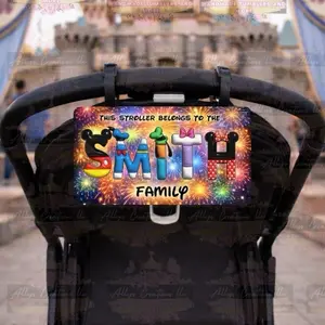 Personalized Custom Stroller Tag – Name ID Tag for Theme Parks, Travel & Daycare