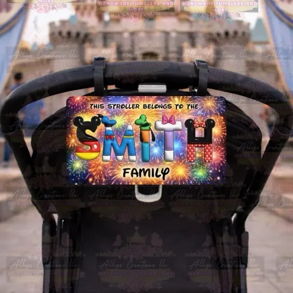 Personalized Custom Stroller Tag – Name ID Tag for Theme Parks, Travel & Daycare