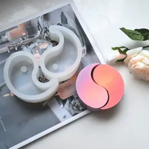 2pcs/Set Scented Candle Silicone Molds Yin Yang Candle Making Mold Tai Chi Wax Aromatherapy Mold Chocolate Candy Plaster Mold Cake Baking Molds DIY Resin Casting Clay Art Crafts Party Supplies Home Decor