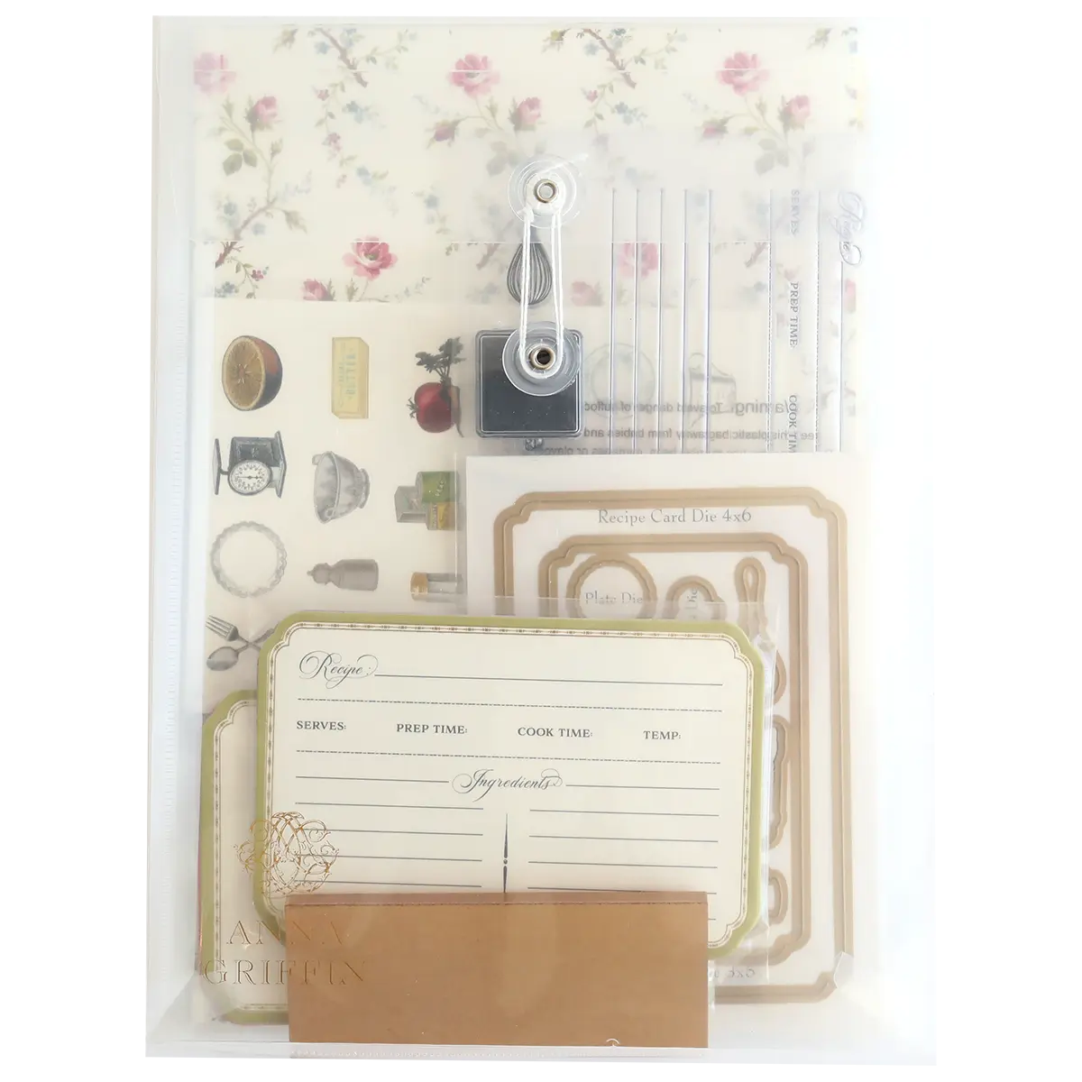 Recipe Card Stamps, Dies and Embellishments