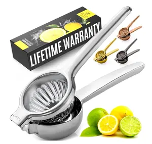 Zulay Kitchen Lemon Squeezer Stainless Steel - Premium Quality, Heavy Duty Solid Metal Squeezer Bowl - Large Manual Citrus Press Juicer and Lime Squeezer Stainless Steel