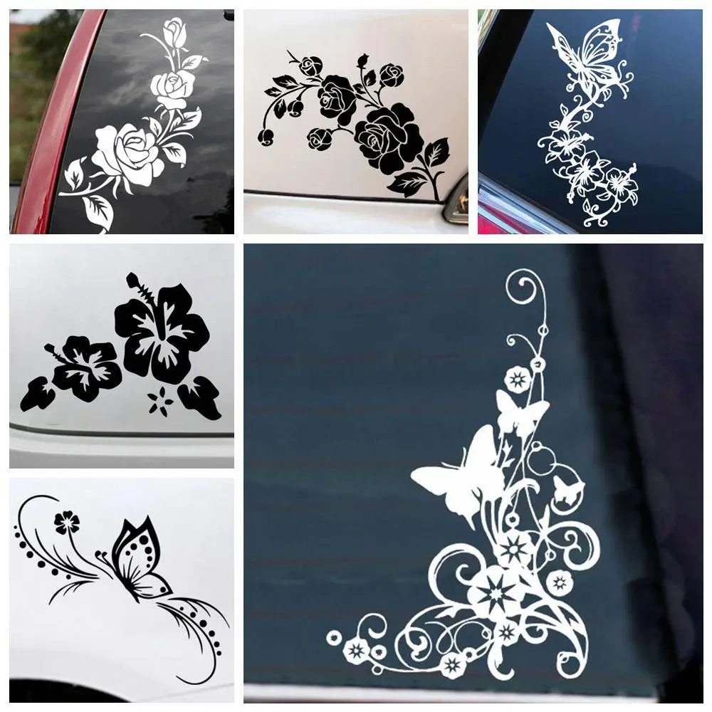 Flowers, Roses, Butterflies Drop Shipping Butterfly Car Sticker Vinyl Auto Laptop Door and Stickers Hood