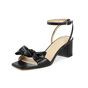 Bow Knot Heeled Sandals for Women 2026, Women's Ankle Strappy Chunky Block Low Heels with Square Open Toe, Comfortable Bow Heels for Wedding Bridal Guest Graduation Party Fashion #WeeklyDeals#SummerVibes #outdoorfun