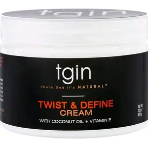 tgin Thank God It's Natural Twist & Define Cream 12 Oz Hair Styling Cream with Coconut Oil & Vitamin E for Curly Hair - Gel, Haircare
