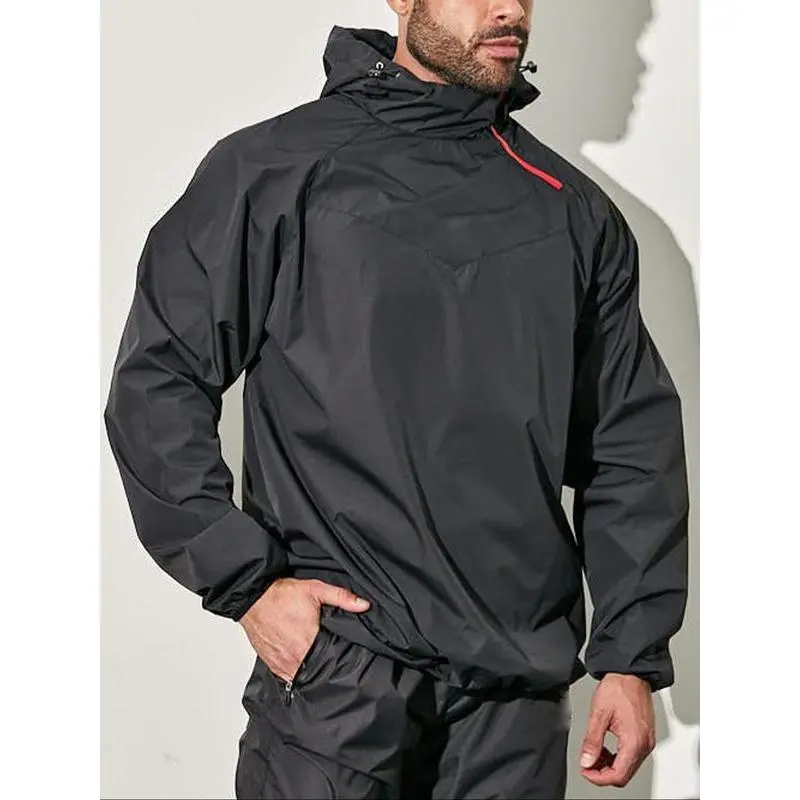 Men's Solid Sauna Top, Breathable Comfortable Sports Top for Gym Workout Running, Professional Sports Clothing for Men, Sporty Breathable Outerwear, Mens Clothing Men's Solid Sauna Top, Breathable Comfortable Sports Top for Gym Workout Running, Professional Sports Clothing for Men, Sporty Breathable Outerwear, Mens Clothing