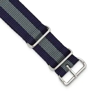Military Ballistic Watch Band in Navy & Grey G10 Nylon, 18mm