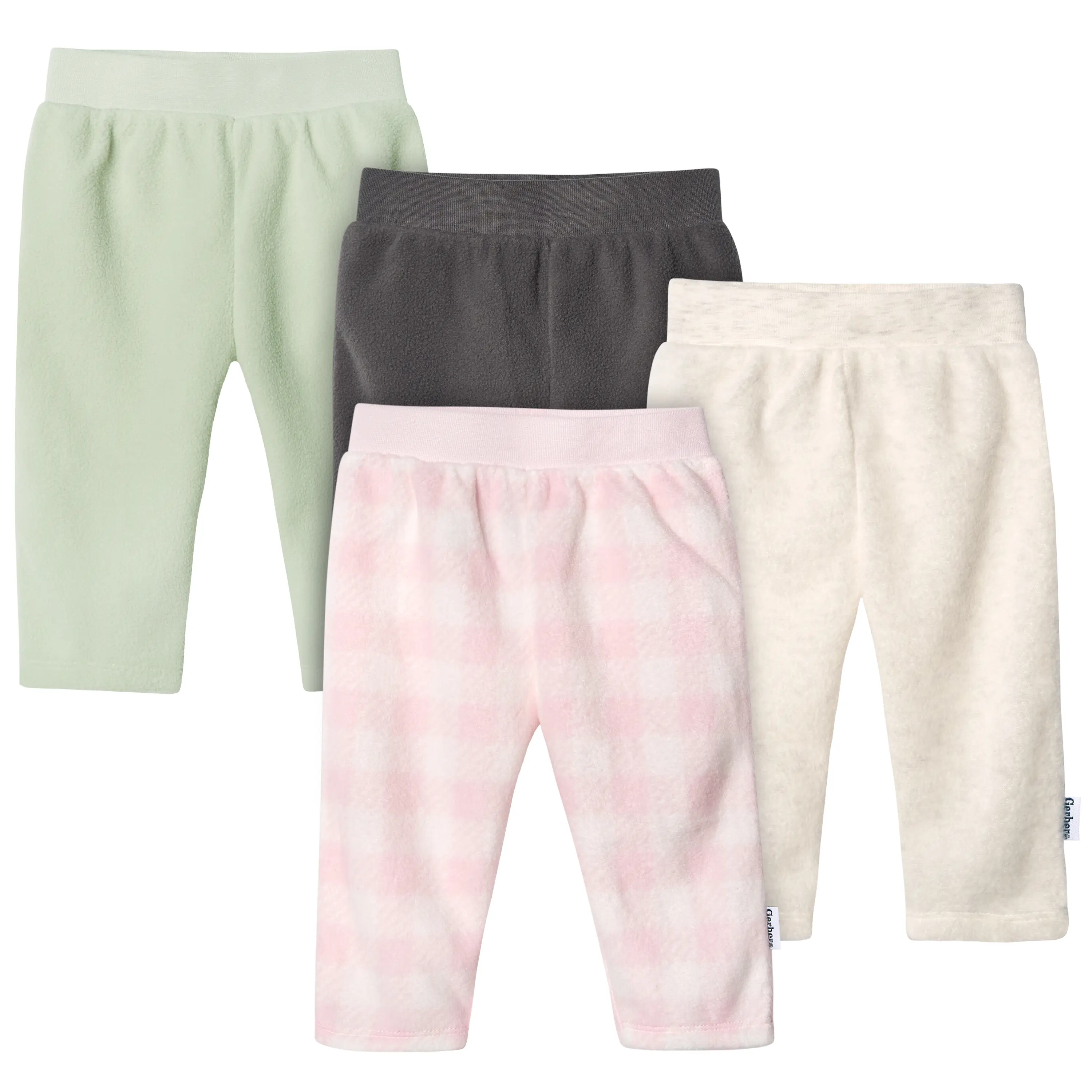 Gerber Baby Girls' 4-Pack Comfy Soft Fleece Pants