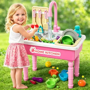 Kids Play Kitchen Sink Toy with Running Water – Pretend Play Sink with Cooking Accessories & Play Food, Best Birthday Gift for Toddlers, Play Kitchen Accessories, Cleaning Playset tiktokshopspringglowup