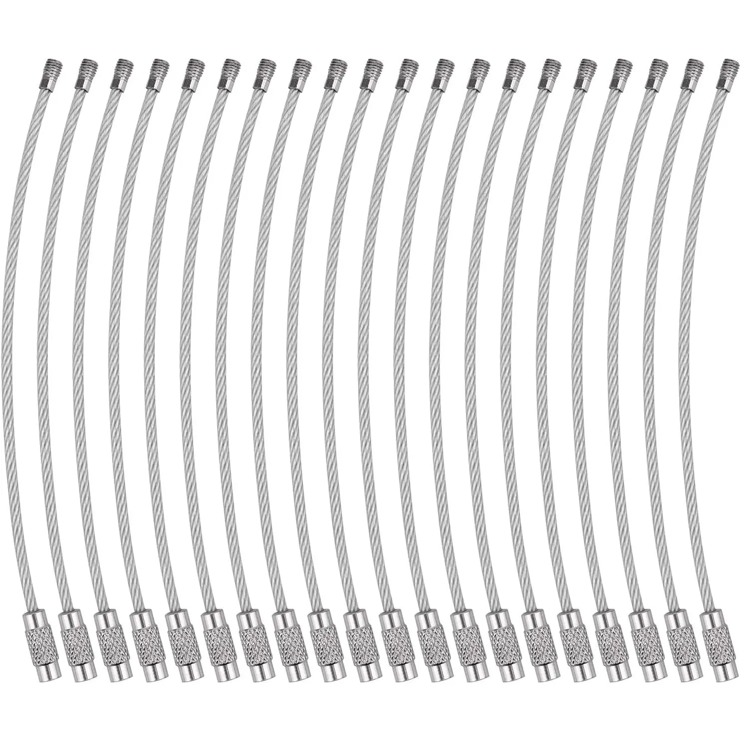 20 Pack of 4.3 Inches Stainless Steel Wire Key Ring Loop 2mm Wire Keychain Cable for Hanging Luggage Tags, Keyrings and ID Tag Keepers - Silver