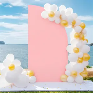 Background Arch Stand Set with 2-Sided Design, Half Moon Shape, Reusable Arch Backdrop Stand Cover for Wedding, Birthday Party