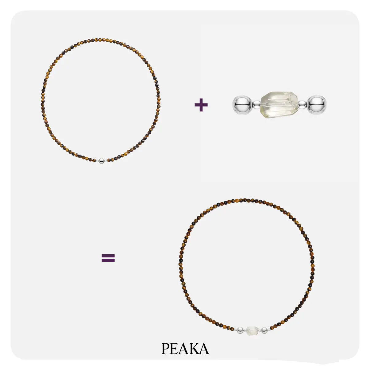 Peaka Tiger Eyes Charm Pendant and Amethyst Necklace Jewelry Set for Women, Magnetic Clasp Jewelry