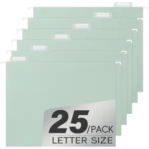 Letter Size Hanging File Folders,25 Pack Green Hanging Files in Assorted Colors,Designed for Home and Office Colored File Organization,25 per Box