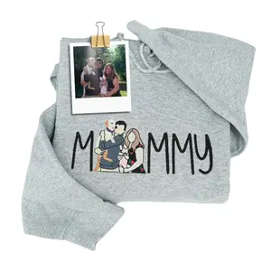 Custom Embroidered Mom Photo Sweatshirt – Personalized Embroidery Shirt For Mom Mama Mommy, Gift with Photo & Kids Names for Mother’s Day Birthday, Meaningful Gifts for Mother's Day
