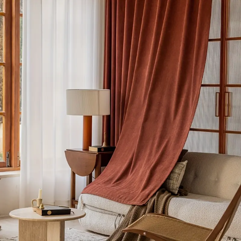 1pc Luxury Thick Chenille Curtain, Vintage Pattern Jacquard Weave, Suitable for Bedroom & Living Room, Retro Style Drapes