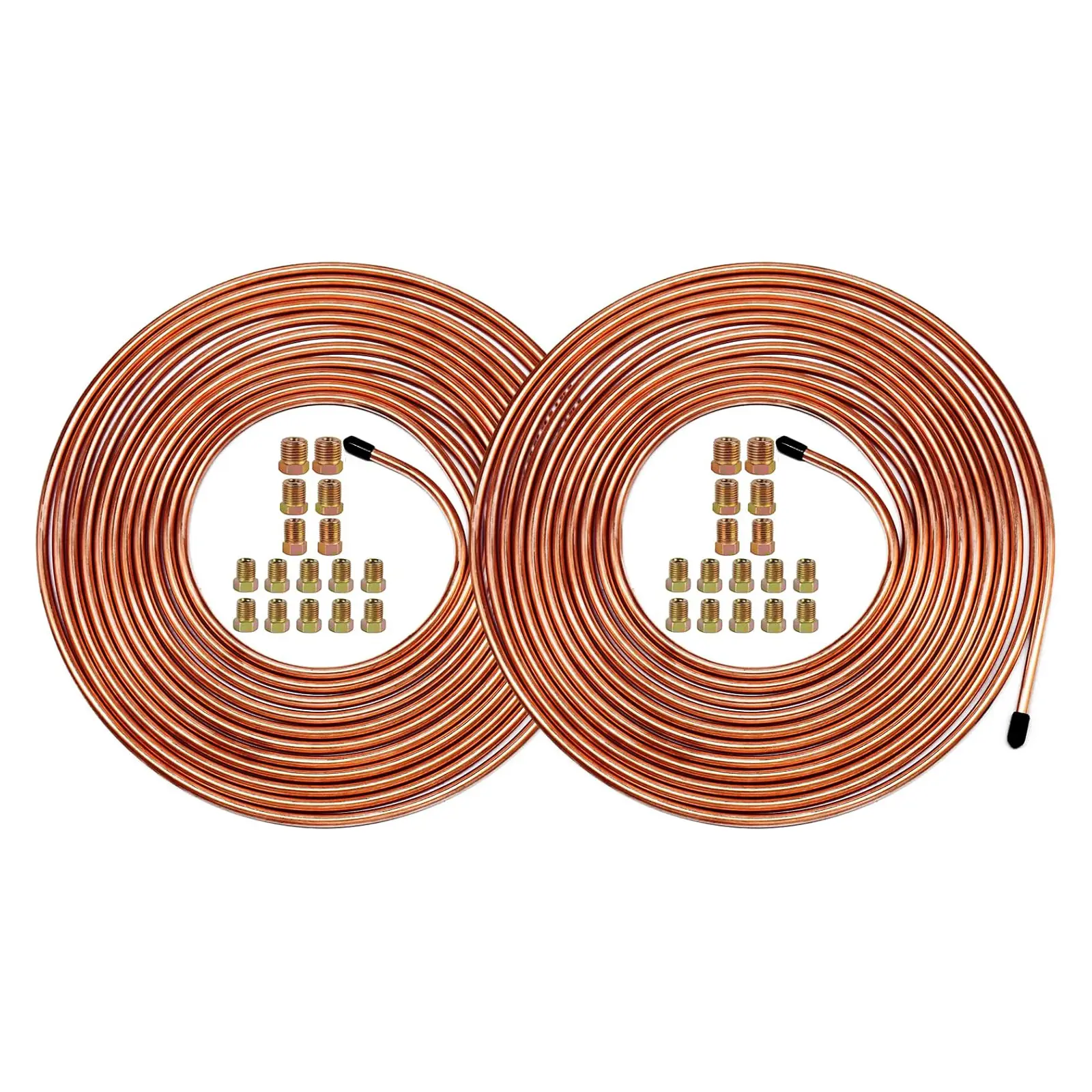 2 X Brake Line Tubing Kit, 25 Ft. of 1/4 Copper Coated Flexible Tube with 16 Fittings for Car, Truck, SUV, Trailer