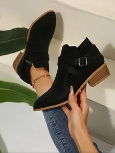 Women's Fashion Ankle Boots, New Pointed Toe Short Booties, Perfect Match for Dress, Fall & Winter Footwear