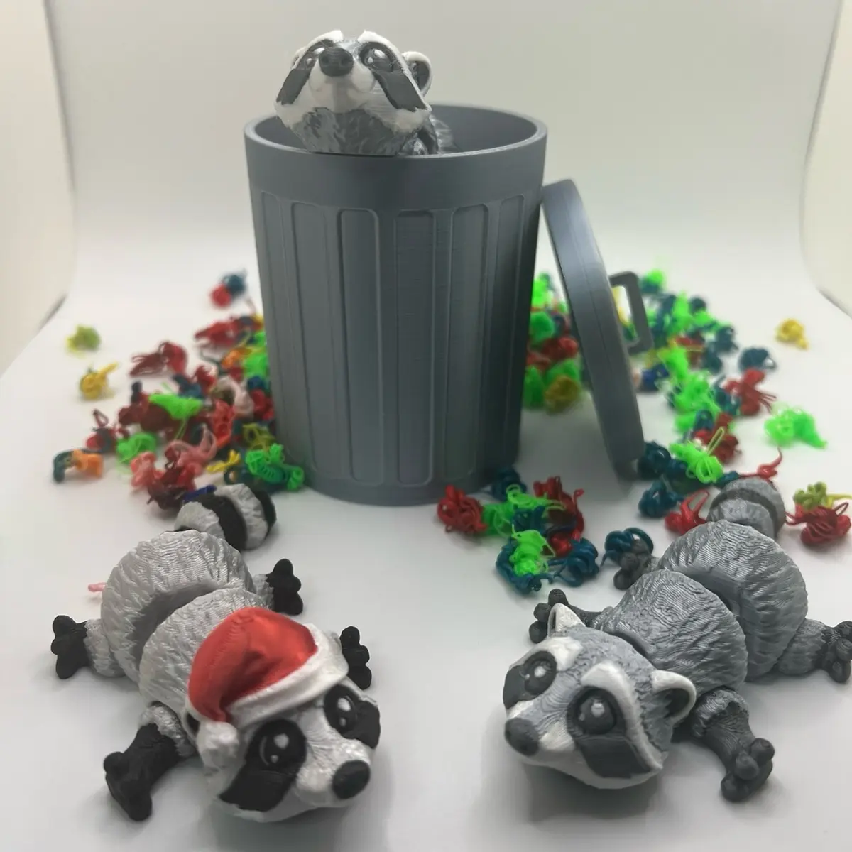 Trash Panda Raccoon With Trashcan ! Perfect Gift Stocking Stuffer Articulated Figurine