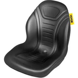 VEVOR Universal Lawn Tractor Seat Replacement, Compact High Back Mower Seat, Black Vinyl Forklift Seat, Central Drain Hole Skid Steer Seat with Mounting Bolt Patterns of 8\" x 11.5\" & 11.25\" x 11.5\