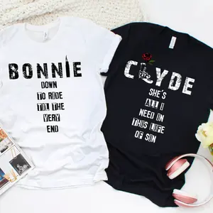 Bonnie & Clyde Couple Matching Shirt, Ride Or Dies Couples Ride Or Die Shirts Bonnie, Clyde Shirts Gun, Bullet Shirts, Outlaw Couple Shirts, Vintage Crime Couple Tees, Matching Outlaw Apparel, Bonnie Clyde Fan Merch Couple Goals T-Shirt Vintage Couple Tee