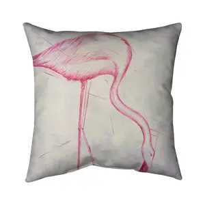 Begin Home Decor 5541-1616-AN184 16 x 16 in. Gray Exotic Bird Pillow - Pink Flamingo Sketch Home Decor