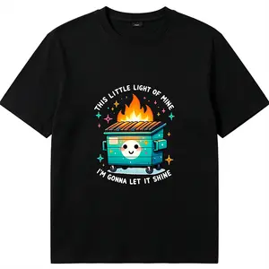 This Little Light of Mine Dumpster Fire T-Shirt - Relaxed Fit Black Funny Meme Tee Unisex