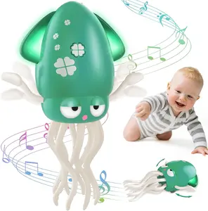 Dancing Squid Baby Toy, Electric Crawling Octopus Tummy Time Toy, Rechargeable Magic Dancing Music Squid Baby Toys for 3 4 5 6 Year Old Kids Boy Girl Birthday Gifts Christmas Stocking Stuffers