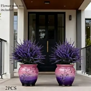 Two Sets of Lavender Artificial Flowers, Faux Lavender Flowers, Suitable for Indoor And Outdoor Wedding Decorations And Valentine'S Day Arrangements, Artificial Lavender Flowers with Petals, Plastic Artificial Flowers for Tabletops