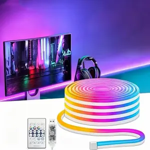 Colorful LED Strip Lights - Flexible DC-Powered Neon Strips in 16 Vibrant Colors, 0.98in Wide, Perfect for Christmas Decor, Mirrors, Ceilings, Kitchens & Cabinets, Ceiling Decoration | Vibrant LED Strips | Silicone LED Strip, Neon Signs for Wall Decor