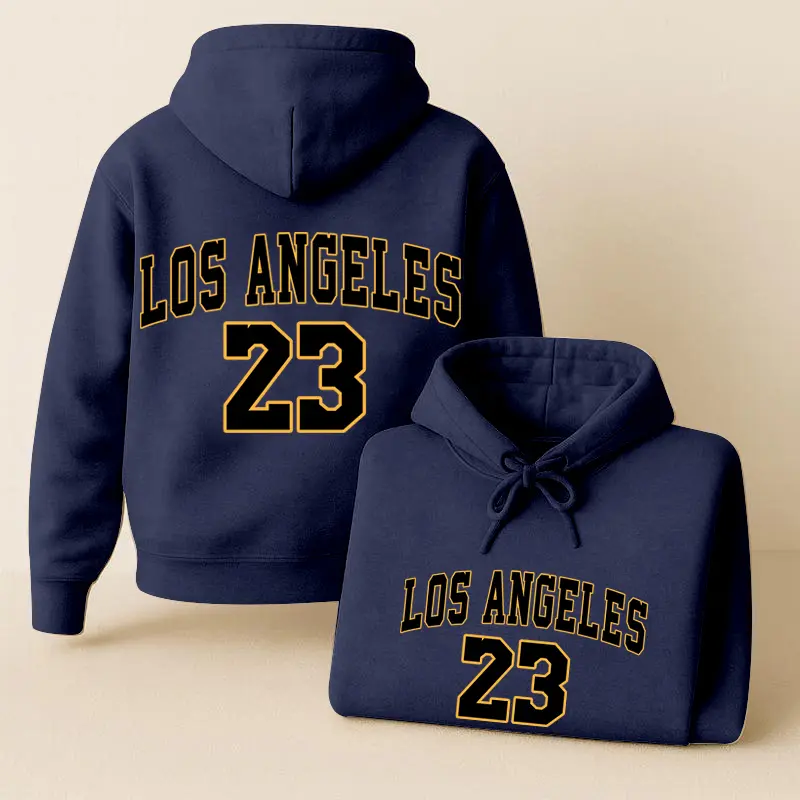 Men's Pullover Hoodie, Casual Oversize '23' Letter Print Long Sleeve Athletic Top in Soft, Breathable Polyester, Baggy, Menswear, Tops, Casual Ootd, Sporty Chic, Minimalist, Sportswear, Loose-Fitting, Machine Washable, Sweatshirts, Oversized, Mensfashion,