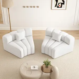 2PCS 1/8 Round Modular Sectional Sofa, 2 Seater Modern Curved Cloud Couch Modules, Convertible Boneless Couches for Living Room, No Assembly Required, Green