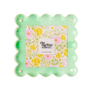 The Darling Effect Green Square Scalloped Acrylic Frame - Modern Design with Magnetized Panels for Easy Photo Updates