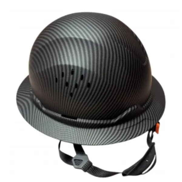 Full Brim Work Helmet for All-Around Head Protection, Matte Carbon Fiber Design ABS Shell, Vented with 6-Point Adjustable Ratchet Suspension & Chin Strap for Construction & Climbing, Bending, Vent, Head Safety, Matte Black A, Adjustable Ratchets, 6.5 To 8