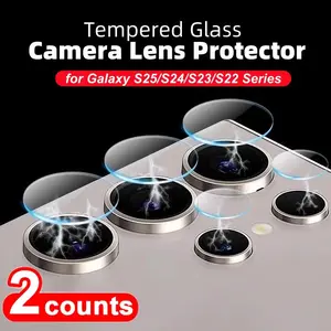 Two Sets Tempered Glass Lens Film Protector for Samsung Galaxy S25/s24/s23 Ultra Accessories, High Definition Detachable Lens Protection Ring for S25 Ultra