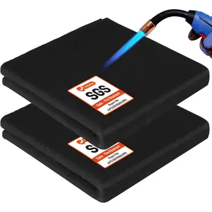 2 Pack 14'' x 14'' Fireproof Welding Blanket, 1/5"(5mm) Thickened Heat Resistant Mat, Flame Retardant Carbon Felt Welding Pad, Brazing Heat Shield for HVAC Solder Plumbers