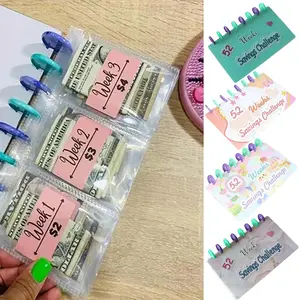 1PC Savings Binder L 52 Week Savings Challenge, 52 Week Money Saving Challenge Binder, Reusable Budget Book With Cash Envelopes For Budgeting Planner & Saving Money, Budget Planners