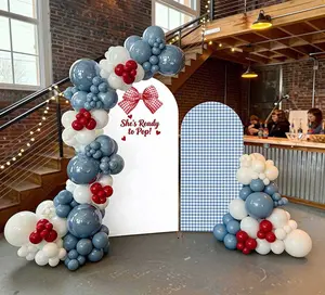 15-day Delivery She's Ready to Pop Arch Backdrop Cover Soda Pop Summer Theme Baby Shower Red Decorations Blue Plaid