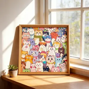 Wooden DIY Photo Frame Puzzle, Handmade Graffiti Coloring Toy, Holiday Gift, Decorative Art Print, Educational Craft Kit