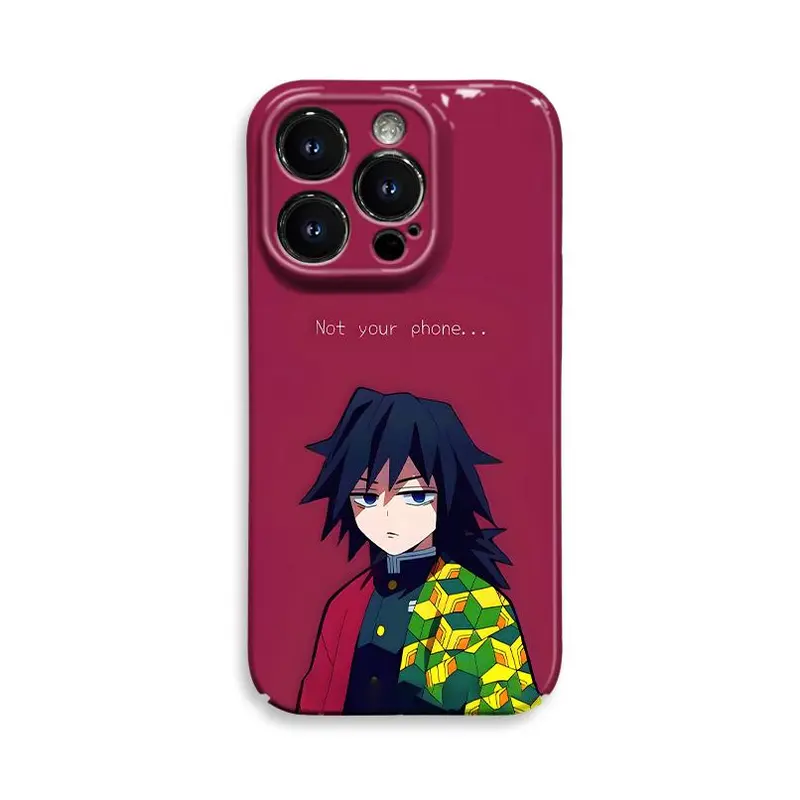Creativity Giyuu Liquid Silicone Case for iPhone 11-16 Pro Max, Full-Print Anime Design, Fade-Resistant & Shockproof | Perfect for Kimetsu Fans