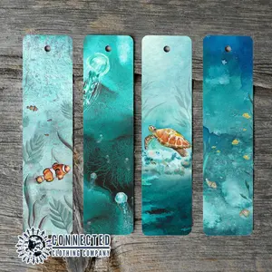 Ocean Watercolor Bookmark Set, Includes Sea Turtle, Clownfish, Jellyfish & Yellow Tang Bookmarks