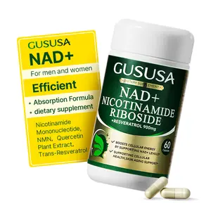GUSUSA NAD+Supplement Capsules High-Efficiency NAD+ combat aging， Vitamins, Minerals & Wellness Supplements，Support cell health and promote cell repair，Suitable for aging cells, declining energy, declining muscle mass-60 Count.