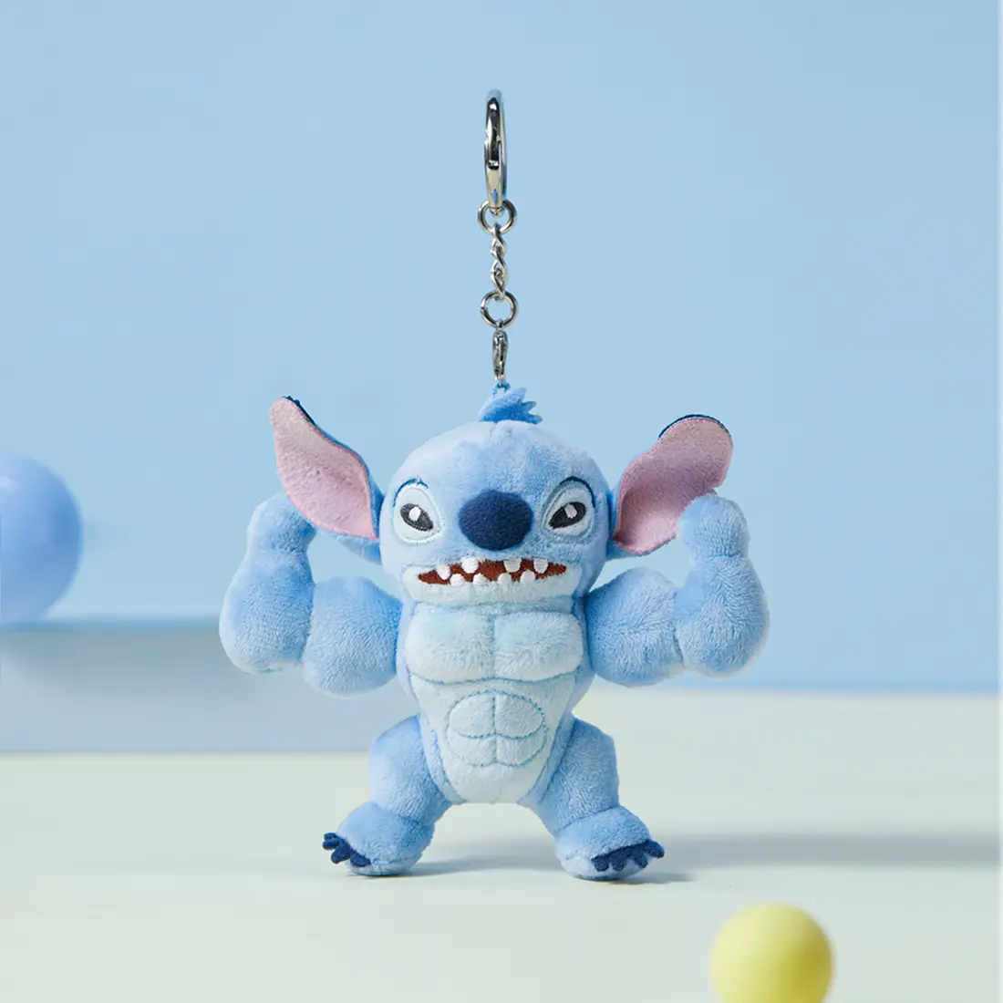 Disney Stitch Muscular Buff Plush Keychain - Funny Mini Muscle Stitch Stuffed Bag Charm, Cute Backpack Clip-On Pendant, Hilarious Gym Bro & Disney Fan Gift, Aesthetic Keyring Accessory（4.33" 1pc）