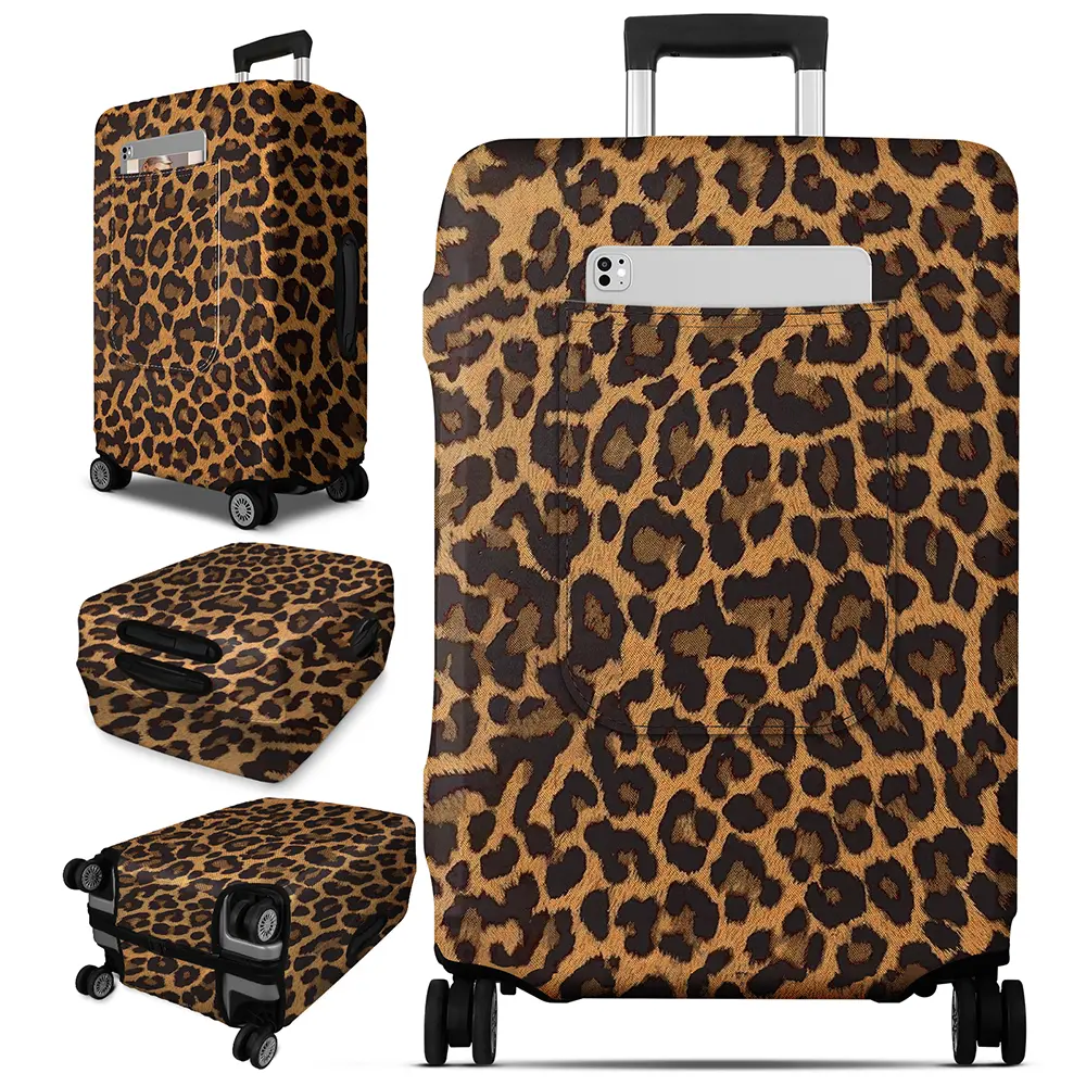 Slohif Luggage Cover for Suitcase Tsa Approved Protector - Leopard Luggage Sleeve Large Suit Case Cover Travel Stretch Baggage Case Protective Washable Fit 18-32 Inch